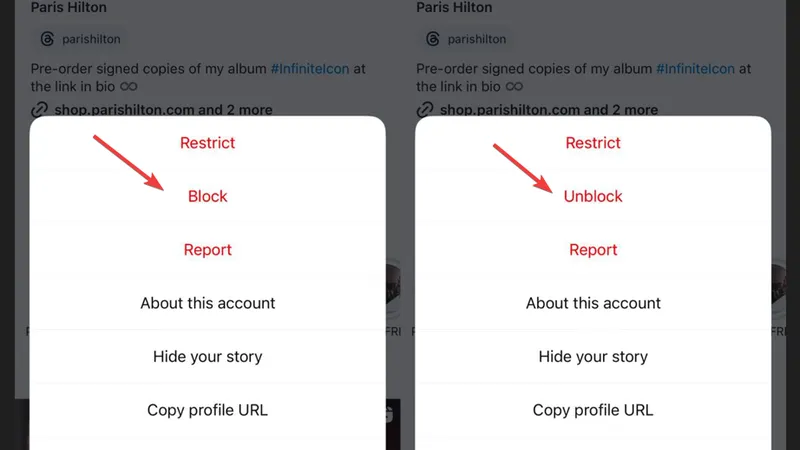 screen guide how to block and unblock someone’s account on Instagram