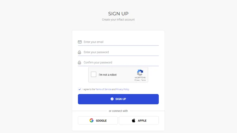 sign up to inflact - step-by-step guide by Peekviewer