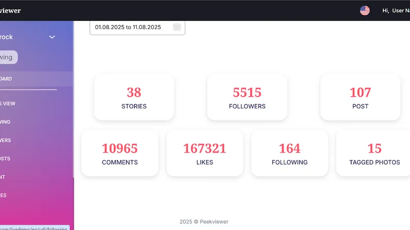 dashboard in Peekviewer userspace