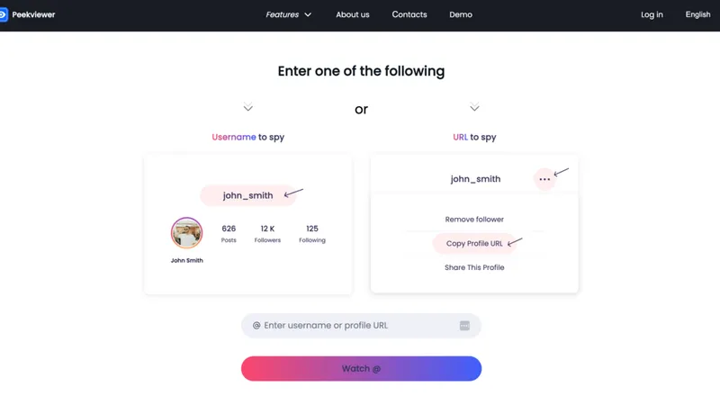 Instagram profile analyzer tool: Peekviewer account creation