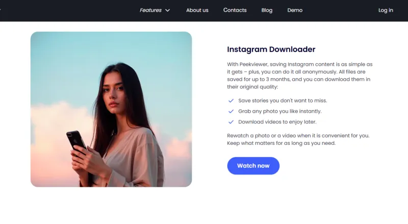 save private Instagram content with Peekviewer